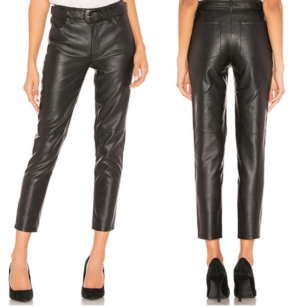 FREE PEOPLE belted vegan leather pants size 24